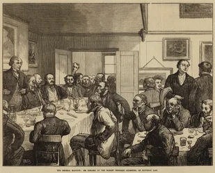 Die Generalwahl, Mr. Disraeli beim Marktessen, Aylesbury, am vergangenen Samstag